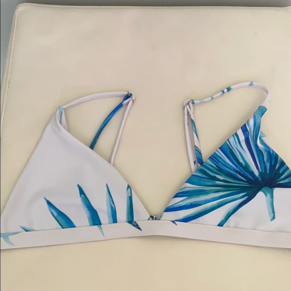 blue floral bikini top